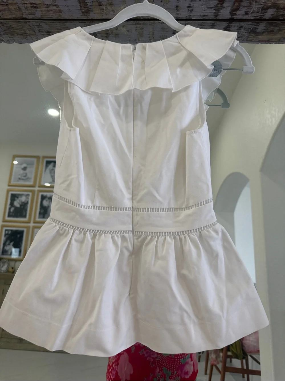 kate spade Cotton White Ruffle V-Neck Peplum Top